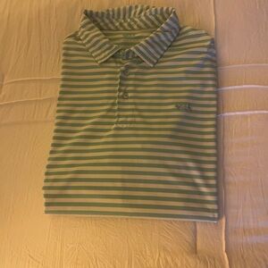 Coastal Cotton*Striped Baby Blue and White Men's Polo Shirt Mens size XL